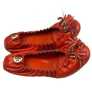 Tory Burch Reese Tassel Ballet Flats Orange